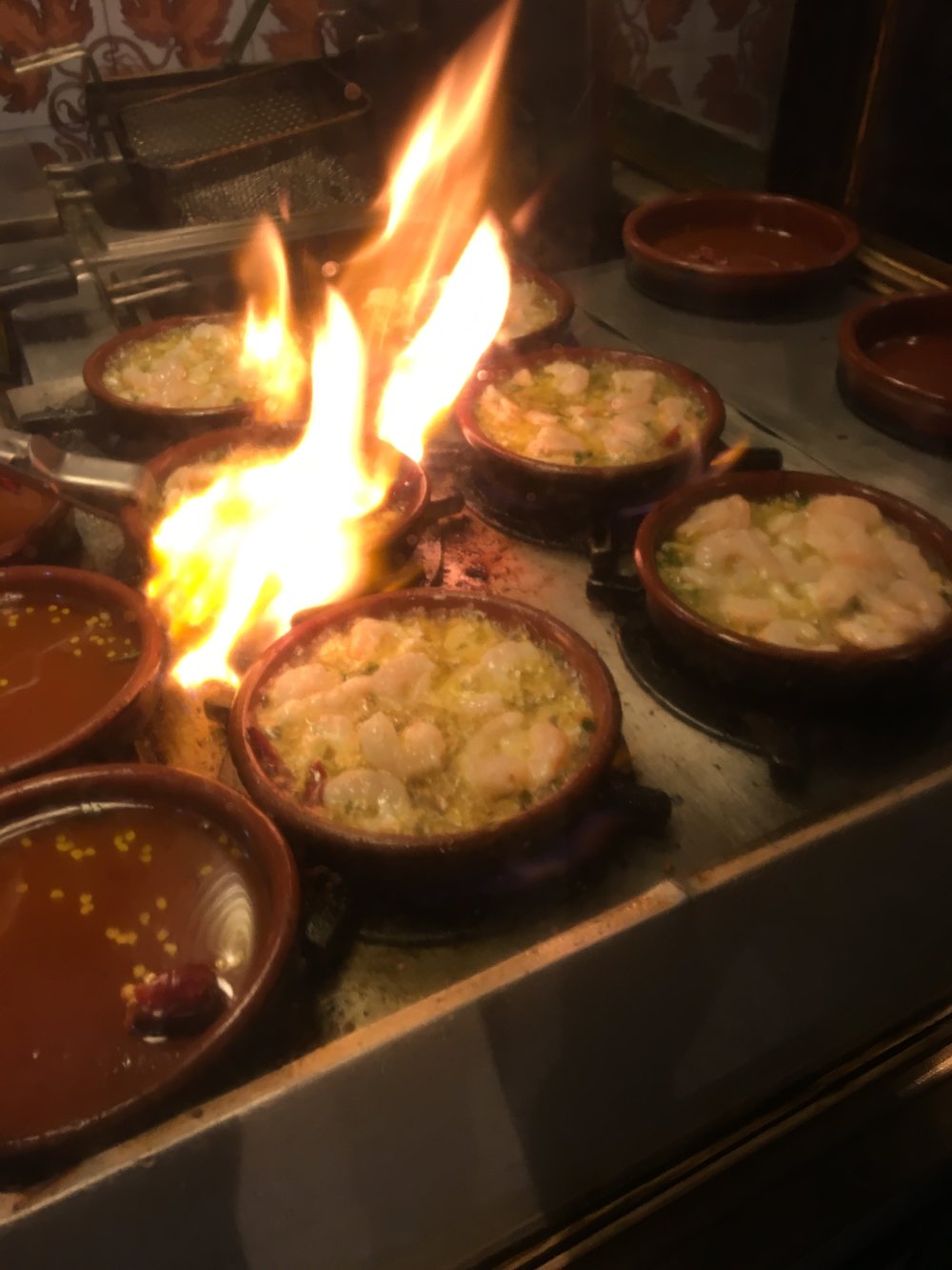 Flaming Gambas ala Ajillo in Spain - 2016