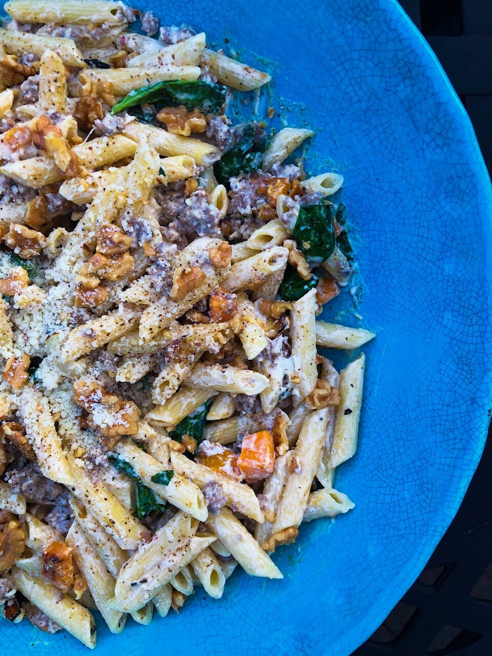 Giada Butternut sausage goat cheese pasta