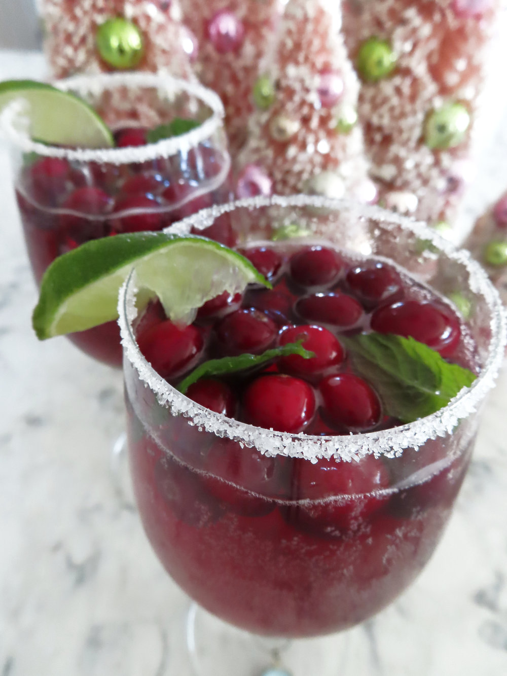Holiday Christmas Drink Spritzer Cranberries mint