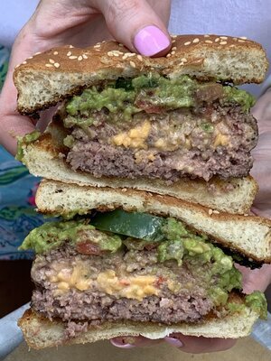 Mexican Juicy Burgers Stuffed With Pimento Cheese Desocio In The Kitchen