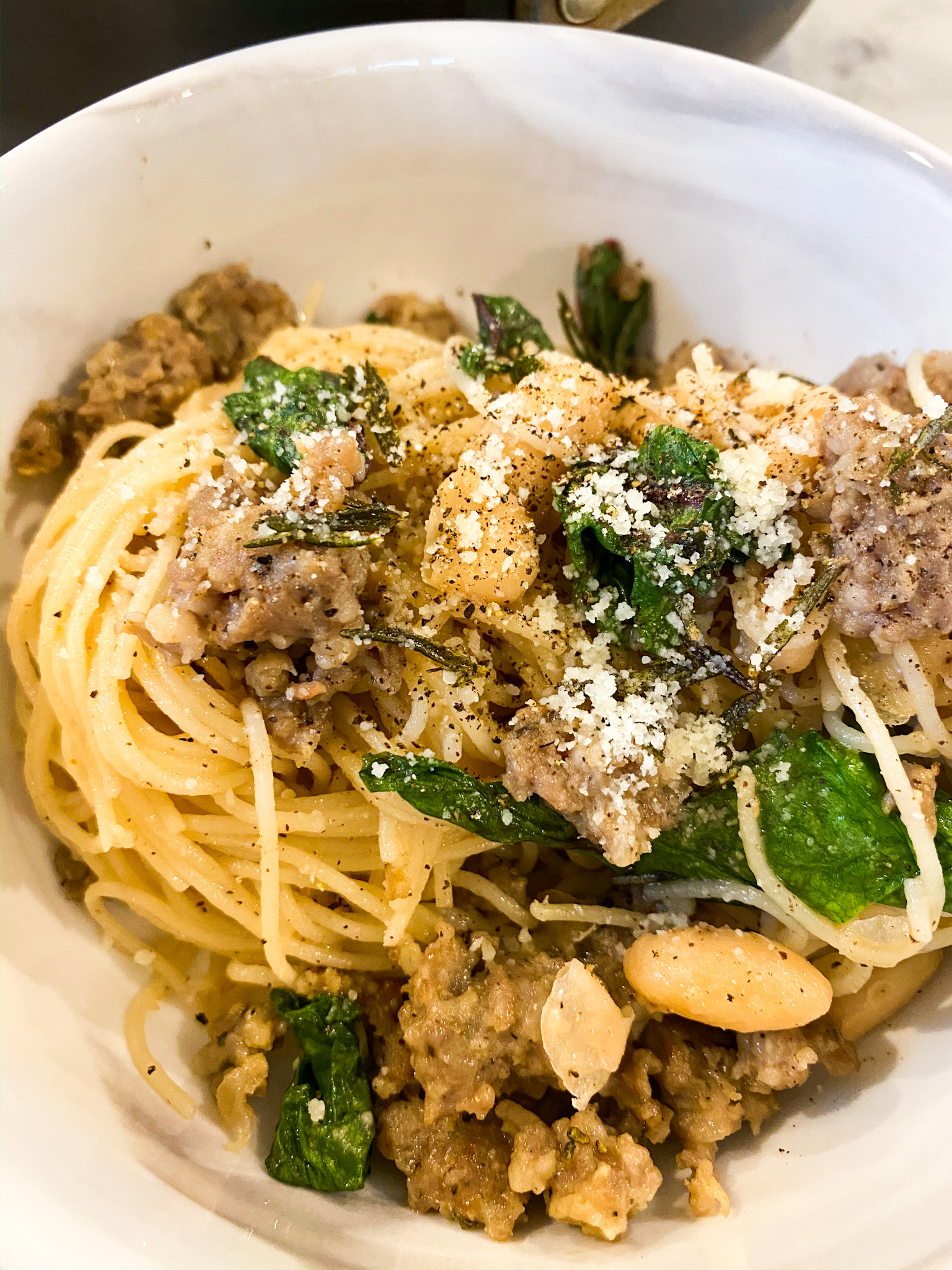 Pasta With Swiss Chard Beans And Sausage Desocio In The Kitchen