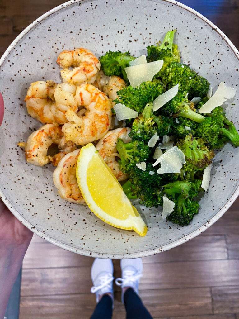 Shrimp and broccoli sheet pan meal