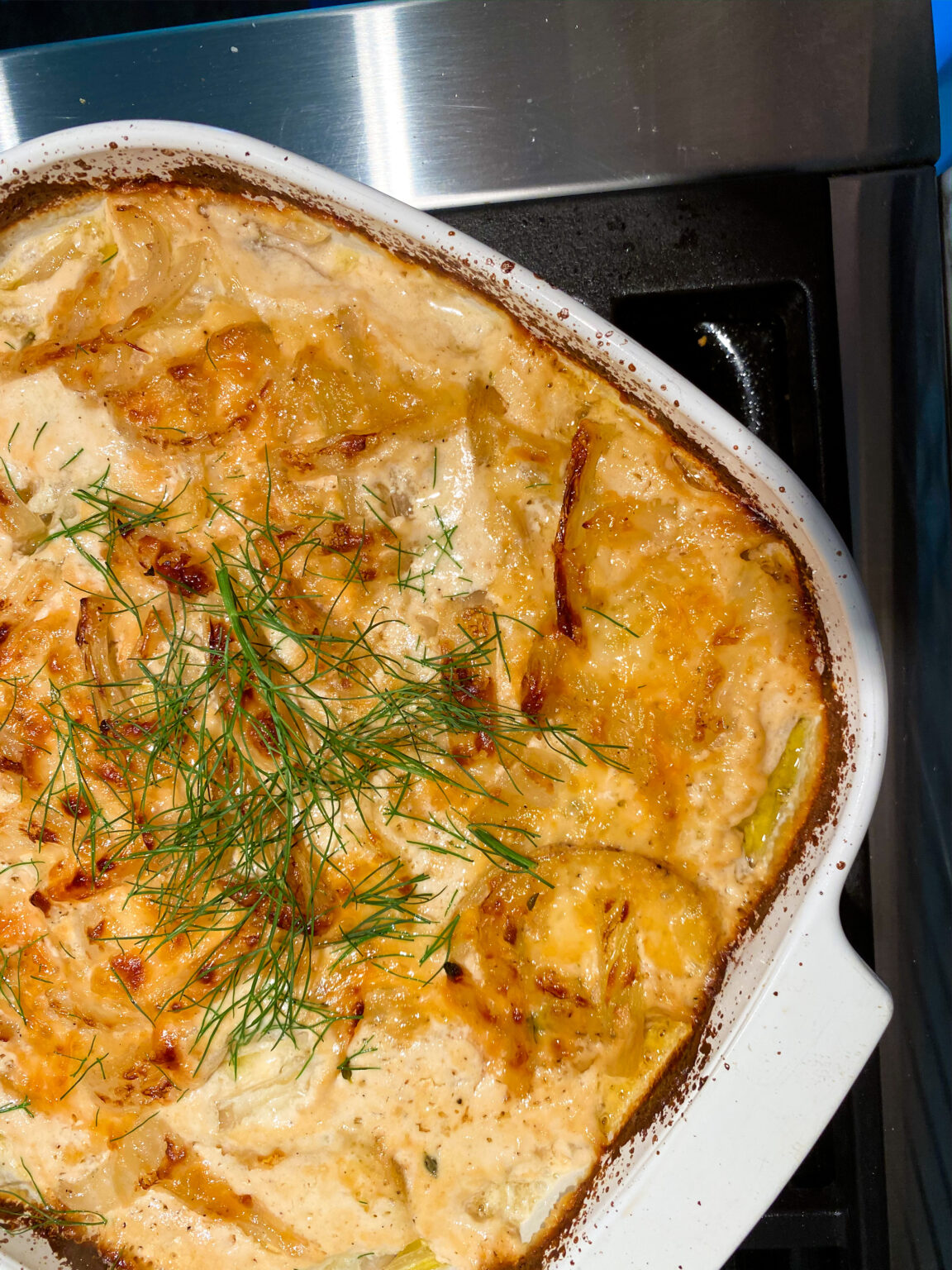 Fennel and Onion Gratin Potatoes with Gruyère Cheese DeSocio in the