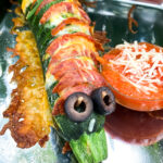 Zucchini Caterpillar stuffed with pepperoni and cheese