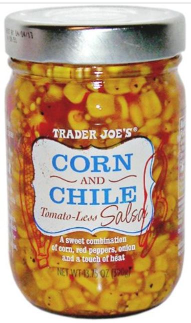 Corn Salsa from Trader Joes in the clear jar. 