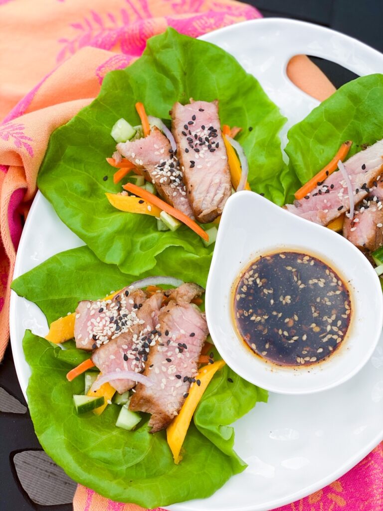 Asian Ahi Tuna Lettuce Wraps - DeSocio in the Kitchen