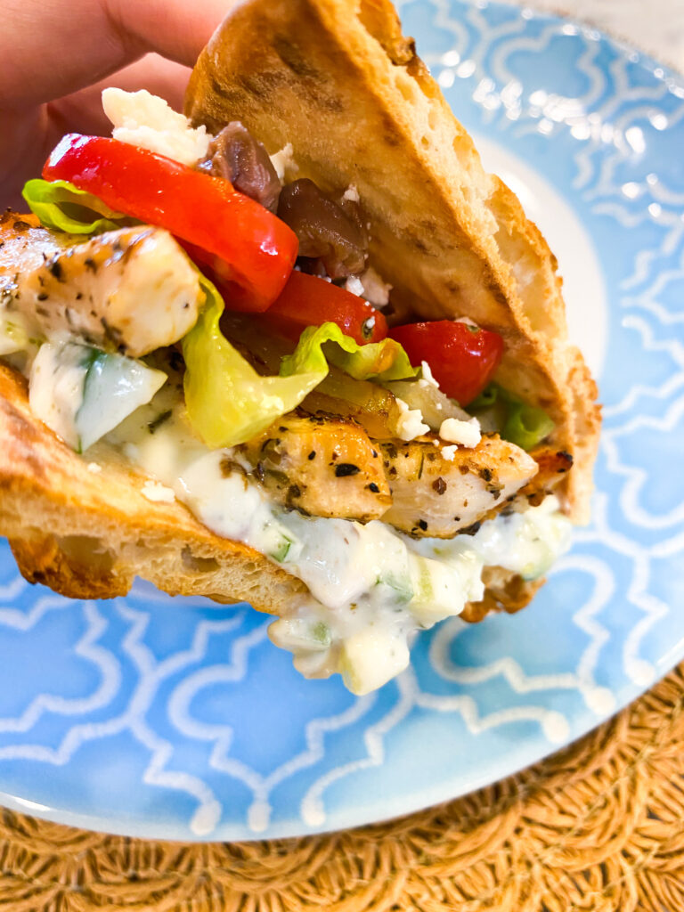 Greek Chicken Pita with Tzatziki