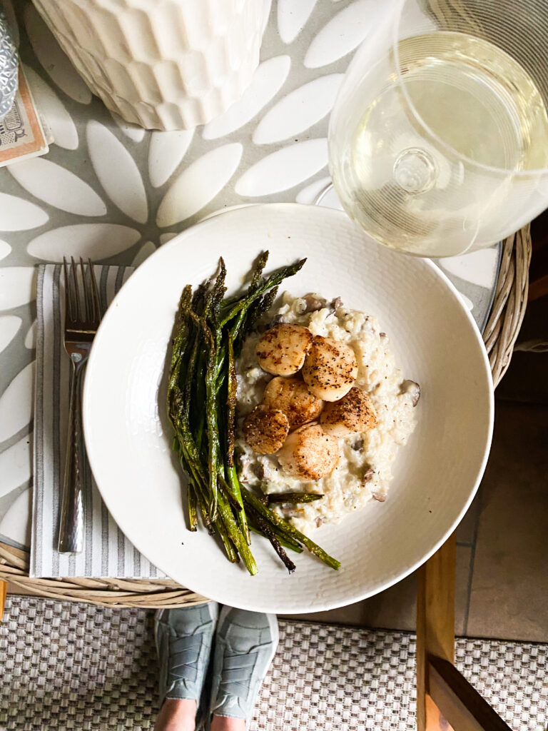 Scallops over cauliflower risotto 