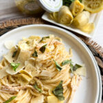 Lemon artichoke pesto pasta basil