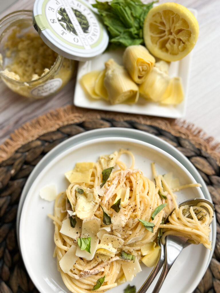 Lemon artichoke pasta basil